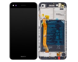 Előlap kijelző Huawei P9 Lite Mini S-L22, Y6 Pro (2017) (lcd, érintőpanel, átvezető fóliával, kerettel akkumulátorral) fekete 02351TVA